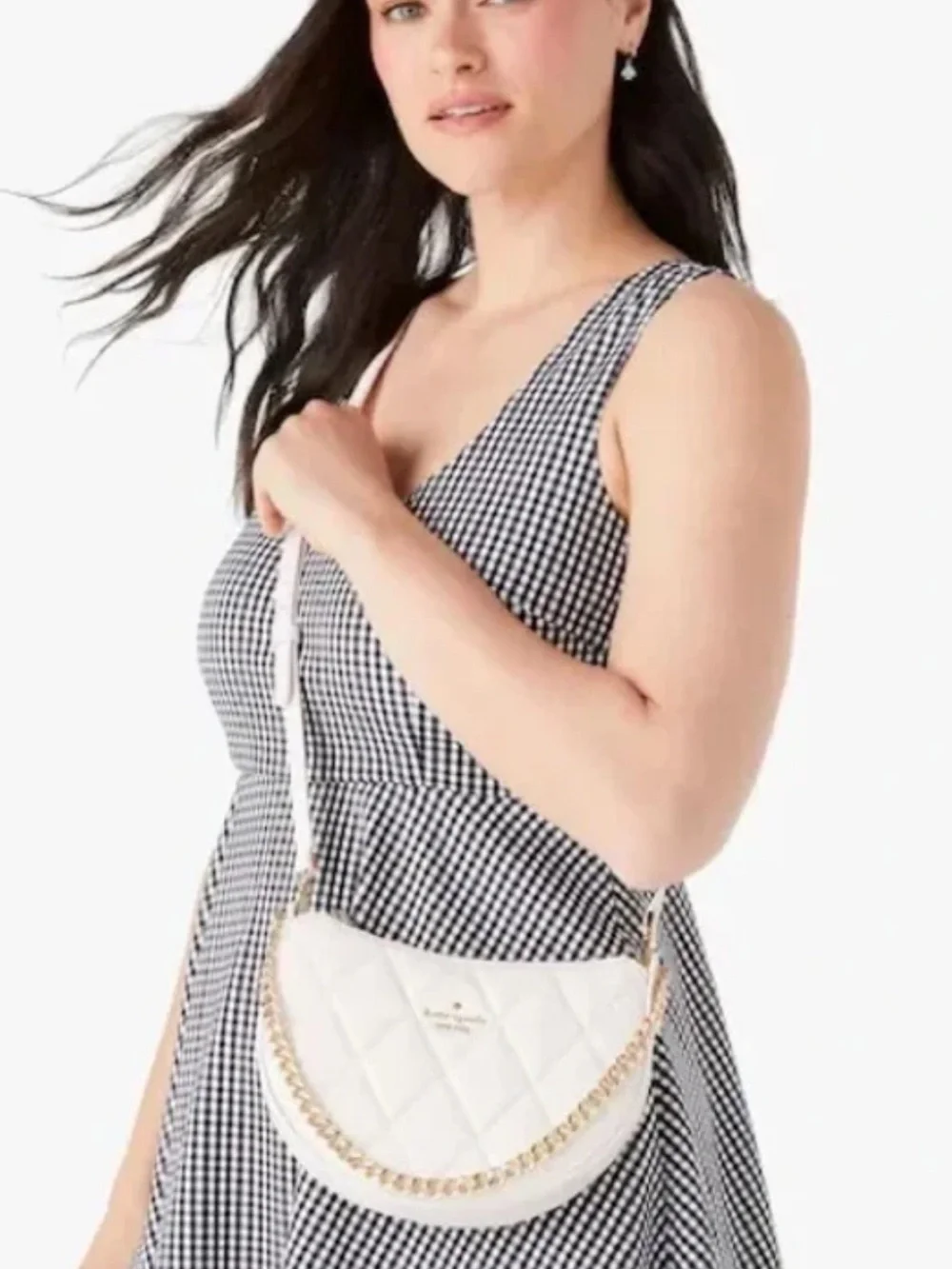 Kate Spade Carey Zip Top Crossbody Bag Quilted Smooth Leather